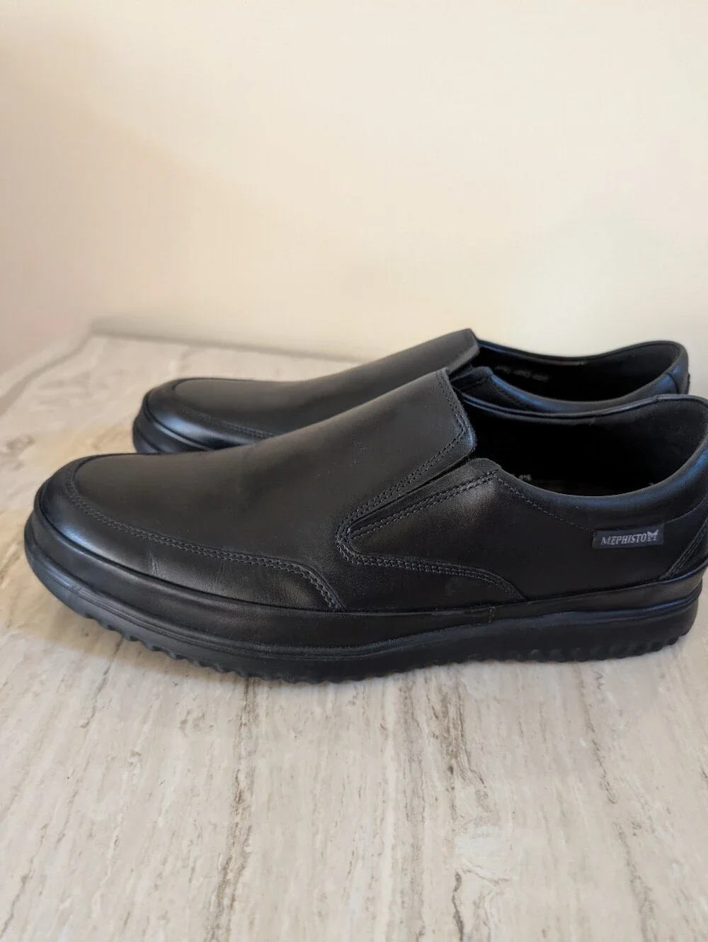 Mephisto Twain Black Leather Slip-on Comfort Shoes, Men's Sz 10